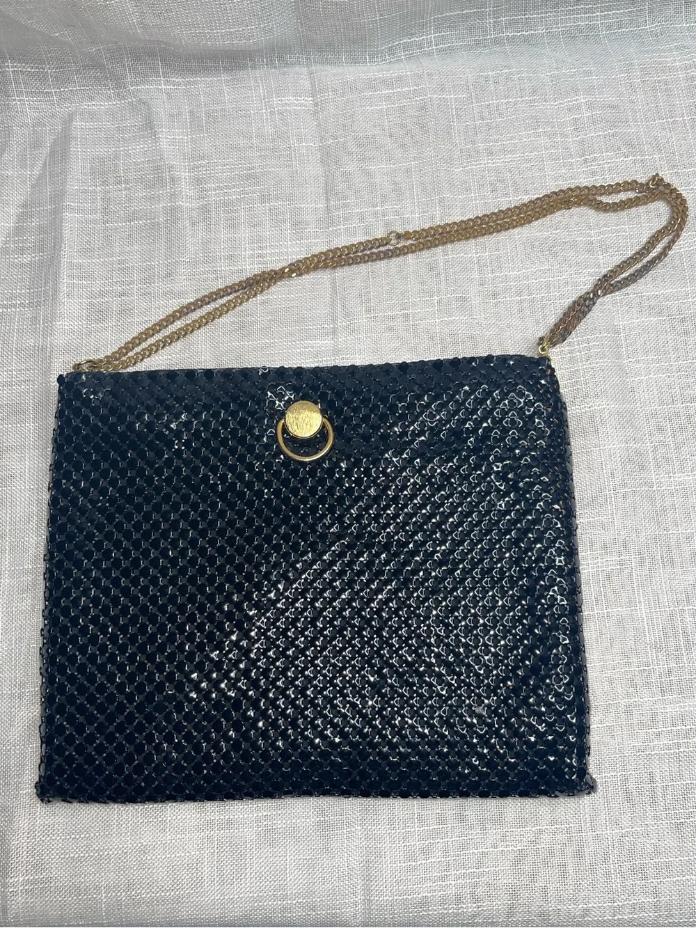 Vintage 70’s-80’s Black Metal Mesh Chain-Strap Evening Bag